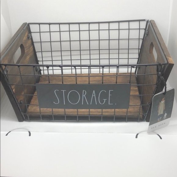 Rae Dunn Other - 🆕️ RAE DUN STORAGE Dark Wood and Metal Basket
